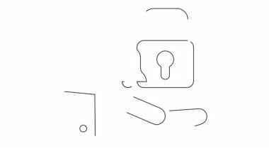 Kilidi açık bir asma kilidi, uyarı ziliyle tasvir eden, güvenlik uyarılarını ve erişimi sembolize eden temiz çizgi resim simgesi..