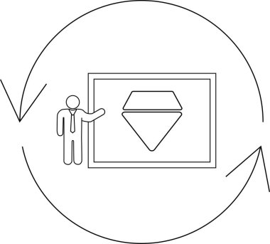 A presentation featuring a diamond symbol within a looping arrow, symbolizing continuous improvement and business value enhancement.