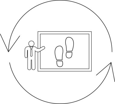 Illustration of a footprint analysis process within a continuous improvement loop, symbolizing forensic science, investigation, and iterative refinement of techniques.