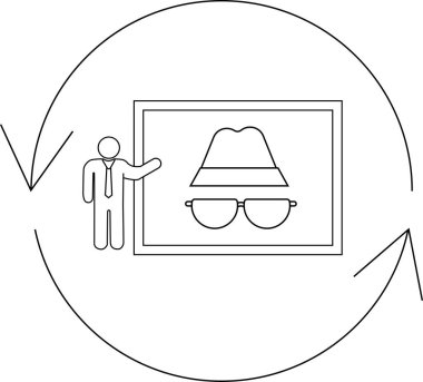 A presentation on anonymity and privacy, symbolized by a hat and glasses icon, within a circular process.