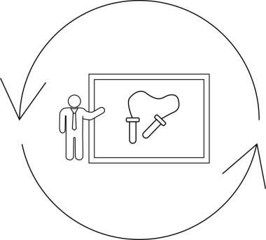 A person presenting a skipping rope technique on a board, enclosed in a circular flow, suggesting continuous learning or practice.