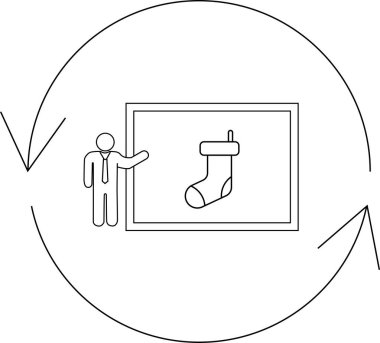 Noel çorabının yer aldığı bir döngü sunumu, festival sezonu ve tatil hazırlıklarının döngüsel doğasını sembolize ediyor.