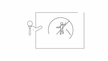 Bir sunucuyu gösteren basit bir çizgi. Bir dağda bayrak taşıyan birini gösteren bir slayt. Başarı ve başarıyı simgeliyor..