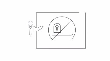 Mezarlık görseli sunan bir sunum slaytı, mezarlıklarla ilgili bir yasaklama ya da kısıtlama olduğunu belirten bir yasaklama tabelasıyla birlikte..