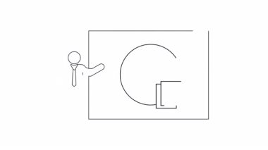 Bir kişi, saat ve belgelerin yer aldığı, zaman yönetimi ile ilgili bir sunumu gösteren basit bir çizgi.