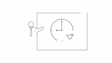 Bir sunucu bir saat ve kokteyl bardağını işaret ediyor. Bu da içki içme vaktinin geldiğini gösteriyor. Basit, temiz bir çizim..