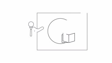 Eğitimde zaman yönetimini gösteren kavramsal bir özet, bir kişi, saat ve kitap içerir. Eğitim içeriği ve zaman yönetimi kaynakları için ideal.