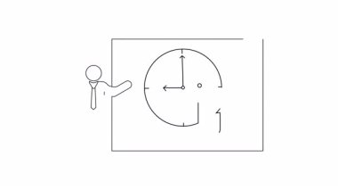 Zaman yönetiminin kavramsal bir gösterimi, saati kancayla sunan bir adam, zamanı değerli bir kaynak olarak sembolize ediyor..