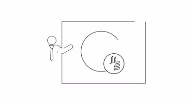 Zaman yönetimi, iş stratejisi ve verimlilik üzerine bir sunum. Bir sunucu ve saatin özet çizimi.