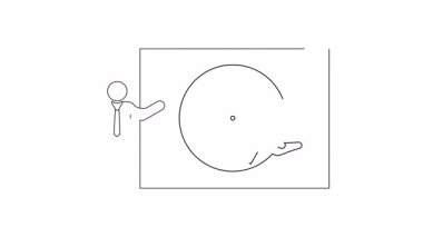 Saati sunan bir iş adamını gösteren basit bir illüstrasyon, profesyonel bir ortamda zaman yönetimi ve verimliliği sembolize ediyor..