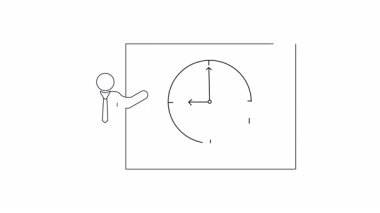 Saati çekiçle gösteren basit bir sunucu çizimi, zaman yönetimi kavramlarını gösteriyor..