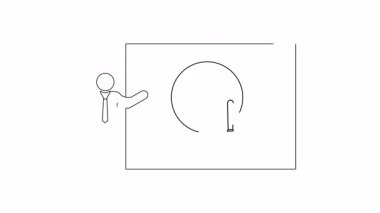 Bir sunucunun saat ve boya fırçasıyla zaman yönetimi kavramlarını anlattığı basit bir çizgi sanat animasyonu. Açıklayıcı videolar ve eğitim içeriği için ideal.