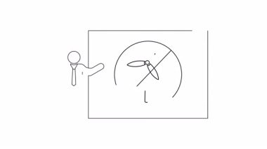 Rüzgar türbinleri, temiz enerji ve rüzgar enerjisiyle ilgili bir sunum. Bir sunucu ve rüzgar türbini diyagramının özet çizimi.