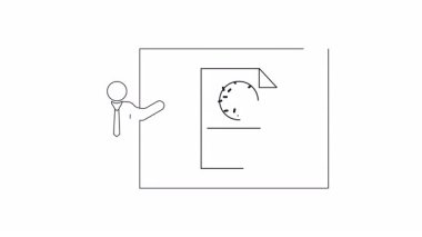 Üzerinde çörek olan bir belgeyi sunan bir kişinin basit bir çizgisi çizimi. Sunumlar ya da eğitim materyalleri için mükemmel.