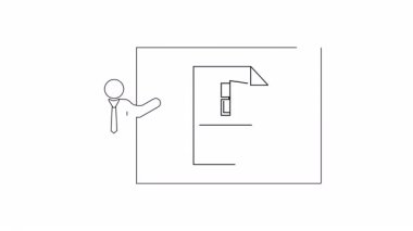 Eğitim veya iş içeriği için uygun bir veri transferi sunumunu gösteren basit bir çizgi. Bir sunucu ve görsel yardım gösterir.