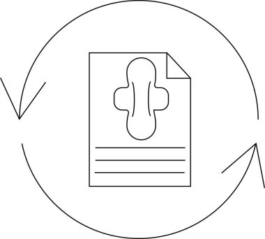 Adet döngüsü ikonu, periyot pedi, kadın hijyeni, vektör illüstrasyonu. Kadın sağlığını, regl hijyenini ve dönem takibini simgeler..