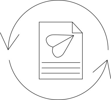 Bir kağıt uçak belgesi canlandırma simgesi dosya güncellemelerini ve belge yönetimini sembolize eder, sürüm denetimi ve veri senkronizasyonunun önemini vurgular.