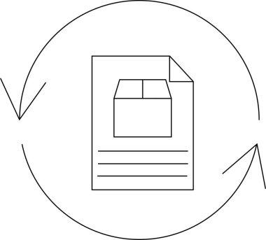 Veri güncellemelerini, senkronizasyonu ve belge sürüm denetimini temiz, minimalist bir şekilde temsil eden, tazeleme sembolüne sahip bir belge simgesi.
