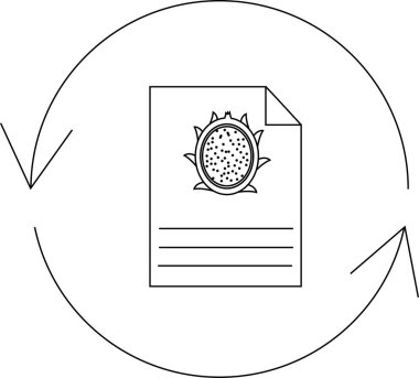 Tazeleme sembolü ile çevrelenmiş bir belgenin üzerindeki ejderha meyve simgesi, dosyaları güncellemeyi veya gözden geçirmeyi temsil eder.