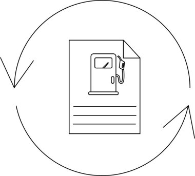 İş ve finans için okları olan yakıt rapor simgesi, raporlama ve analizin döngüsel niteliğini gösterir.