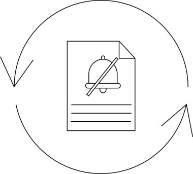 Yuvarlak oklarla çevrili, güncellemeleri veya tazeleyici ayarları sembolize eden, çan çizili bir bildirim ayarları simgesi.