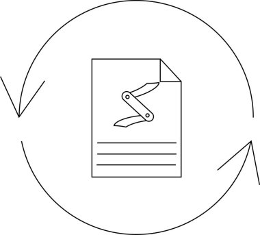 Dairesel bir okla çevrili İsviçre Ordusu bıçak sembollü bir belge simgesi, belge işleme veya araçla ilgili görevleri öneriyor.
