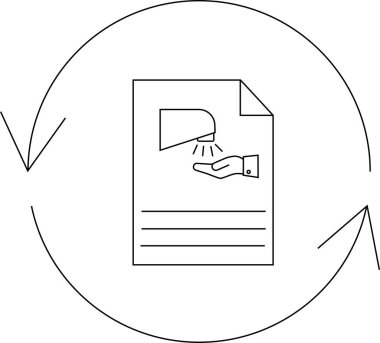 Bu resim bir el kurutma talimatı simgesini dairesel okla gösterir, bir döngü ya da süreci gösterir. İkonda kurutucunun altında bir el var..