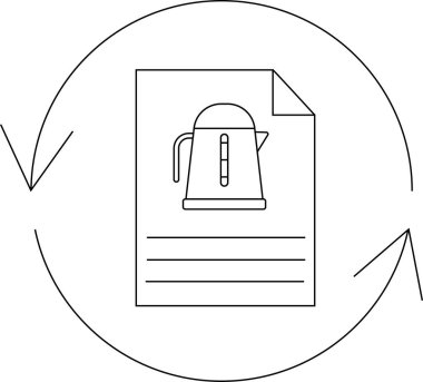 Çembersel okları olan, talimatları ya da su ısıtıcısını çalıştırmak için kullanıcı rehberini temsil eden bir su ısıtıcısı simgesi.