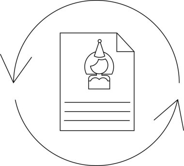 Parti davetiyesinin basit bir sanat simgesi. Parti şapkası takan bir kadın. Tazelenmiş bir sembolle çevrili..