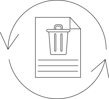 Dairesel okları olan bir belgenin geri dönüşüm kutusunun çizimi, veri silme ve geri dönüşümü, atık yönetimi ve çevre bilinci kavramlarının iletilmesi.