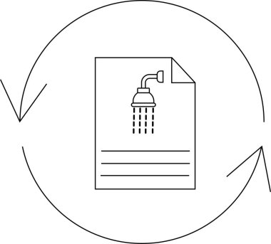 Bir duş belgesi ikonu, hijyeni, temizliği ve ilgili bilgileri güncelleme veya tazeleme sürecini sembolize eder.