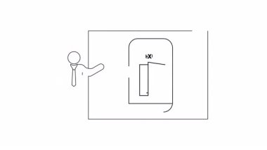 Güvenlik ve tahliye prosedürlerini vurgulayan, acil çıkışı gösteren basit bir çizim. Eğitici veya bilgilendirici içerik için uygundur.