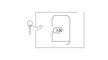 Güvenlik ve tahliye prosedürlerini vurgulayan bir acil çıkış işaretinin net bir göstergesi. Eğitim materyalleri ve güvenlik rehberi için ideal.