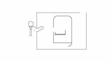 Çerçevelenmiş bir alanda, ekranda satırı olan büyük bir telefonu gösteren basit bir çizim çizimi.