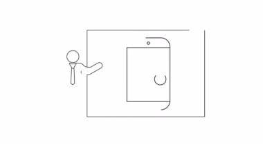 İlaçları gösteren bir ekranın yanında sunucuyu gösteren basit, çizilmiş bir illüstrasyon. Eczacılık veya sağlıkla ilgili içerik için ideal.