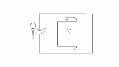 Ekrana doğru hareket eden bir kişinin yeni cep telefonu tasarımı kavramını gösteren bir sunum.