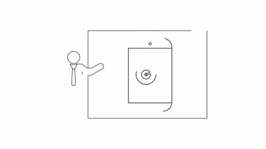 Hedef alınan mobil pazarlama stratejisi hakkında basit bir sunum taslağı, ekranda hedefli bir sunucu ve cep telefonunu gösterir.