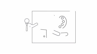 Basit bir çizim, resim malzemeleri ve bir el ile sunucuyu resmediyor, eğitici veya yaratıcı içerik için ideal..