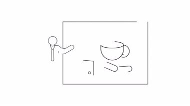 Kahve fincanı illüstrasyonunun yer aldığı bir iş sunumu, toplantılar ve içecekler veya ilgili konular hakkında tartışmalar için mükemmel.