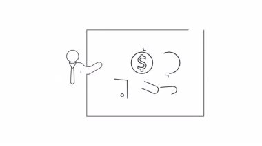 Para bozdurma üzerine bir sunum gösteren basit bir animasyon, özellikle dolarları rupiah 'a çeviriyor. Finansal veya eğitici içerik için ideal.