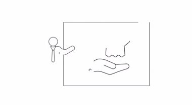 Bir iş sunumunun çizgi sanatı tasviri bir hayalet, Cadılar Bayramı için mükemmel ya da ürkütücü temalar.