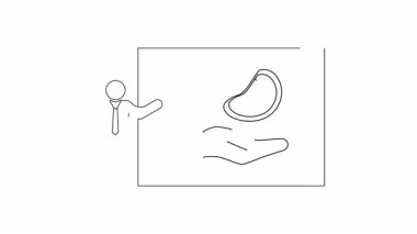 Bir iş adamı, gıda endüstrisi sunumları ve pazarlama malzemeleri için ideal bir et ürününü ekranda sunar.