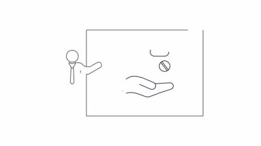 Doktor, sağlık hizmetleri veya ilaç içeriği için ideal ilaç seçeneklerini beyaz tahtada sunar.