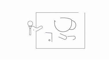 Kahve ve müşteri hizmetleri üzerine bir sunum çizgisi çizimi. İş veya tasarım projeleri için mükemmel..