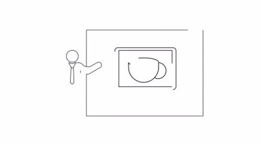 Laptop ekranında bir kahve fincanı sergilenen bir iş sunumu, teknoloji, iş ve yaşam tarzı kavramlarını resmetmek için ideal.