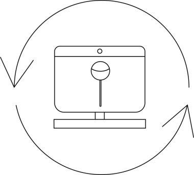 Güncellemeleri, senkronizasyonu ya da veri işlemesini temiz ve modern bir şekilde resmetmek için mükemmel, tazeleme sembolüne sahip minimalist bir bilgisayar simgesi.