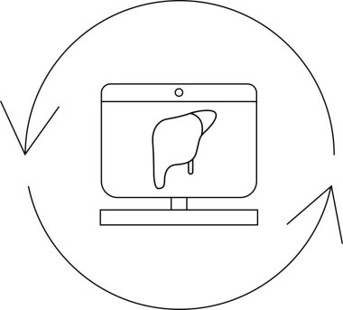 Karaciğer tarama teknolojisinin kavramsal illüstrasyonu, tıbbi görüntüleme, veri analizi ve sağlık hizmetlerindeki gelişmeleri temsil ediyor. Tıbbi teknoloji ve sağlık hizmeti içeriği için ideal.
