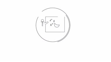 Bir büyüteç, tahtada şarkı söyleyen bir kuşu sunan kişinin resmine odaklanır..