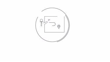 Büyüteç altında stratejik bir planlama sunumunun canlandırılmış simgesi, iş stratejisindeki odak ve analizi sembolize ediyor.