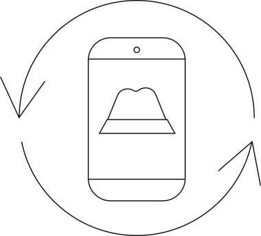 Akıllı telefon, mobil teknolojide gizlilik koruması ve veri güvenliğini sembolize eden dairesel oklarla çevrili bir şapka simgesini gösterir.